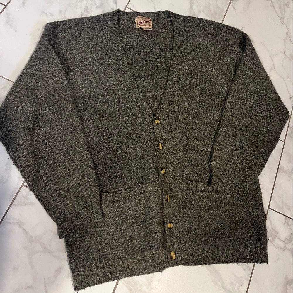 NOT FOR SALE* Vintage Woolrich Charcoal Cardigan Wool Knit Sweater Button Up